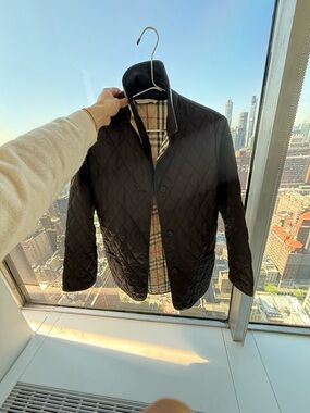 Burberry Black Quilted Jacket with Signature Check Lining